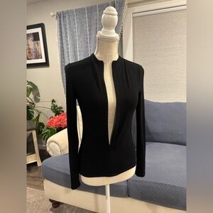 Joah Brown Black Zip-Front Ribbed Top – Worn Once